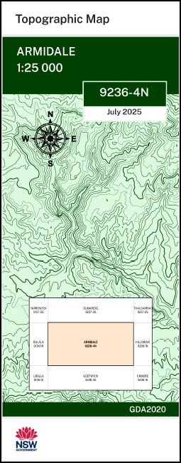 Armidale 1-25,000 NSW Topographic Map 9236-4-N
