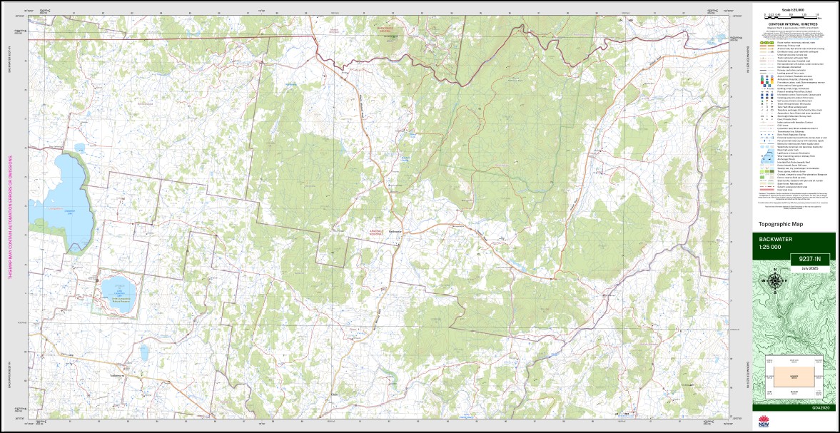 Backwater 1-25,000 NSW Topographic Map 9237-1-N - Image 3