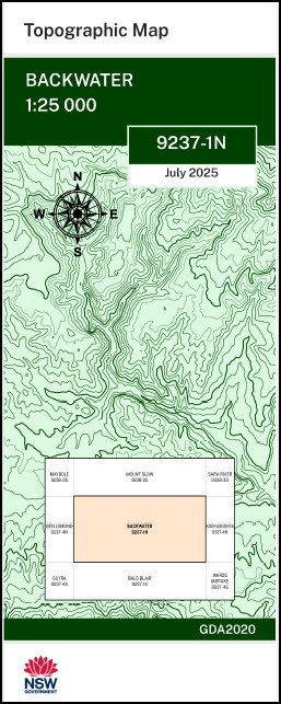 Backwater 1-25,000 NSW Topographic Map 9237-1-N