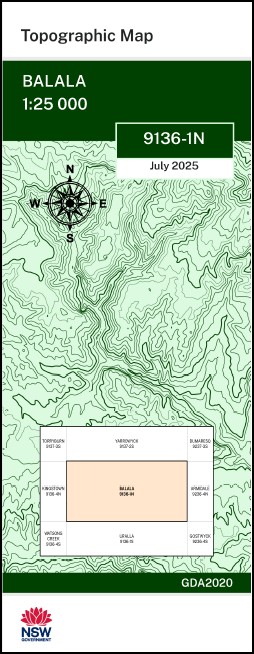 Balala 1-25,000 NSW Topographic Map 9136-1-N