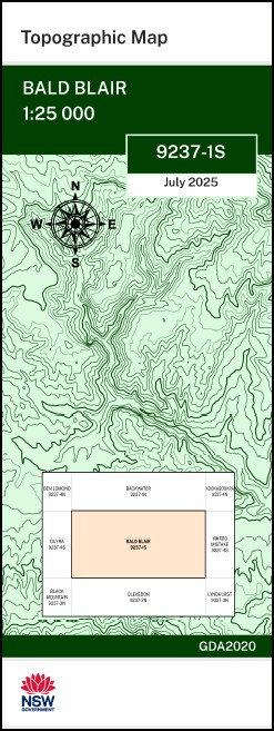 Bald Blair 1-25,000 NSW Topographic Map 9237-1-S