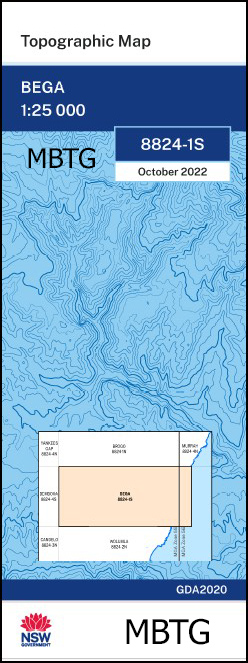 Bega 1-25,000 NSW Topographic Map 8824-1-S