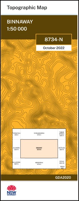 Binnaway 1-50000 NSW Topographic Map