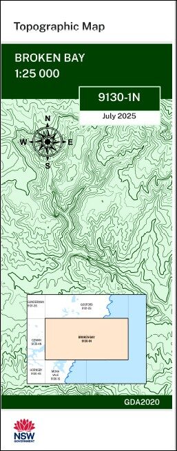 Broken Bay 1-25,000 NSW Topographic Map 9130-1-N