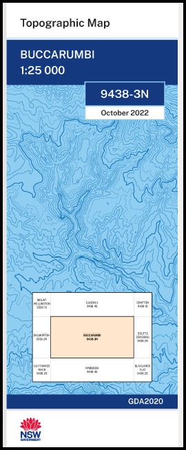 Buccarumbi 1-25,000 NSW Topographic Map 9438-3-N