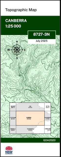 Canberra 1-25,000 NSW Topographic Map 8727-3-N