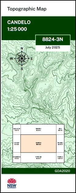 Candelo 1-25,000 NSW Topographic Map 8824-3-N
