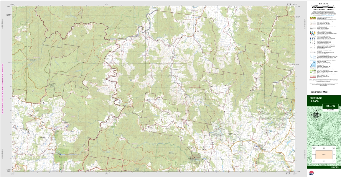 Comboyne 1-25,000 NSW Topographic Map 9334-1-N - Image 3