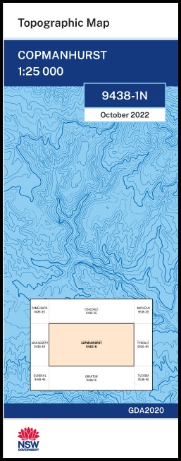Copmanhurst 1-25,000 NSW Topographic Map 9438-1-N