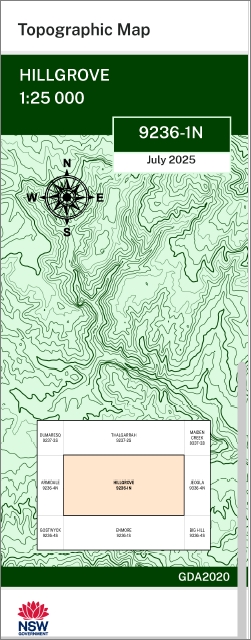 Hillgrove 1-25,000 NSW Topographic Map 9236-1-N