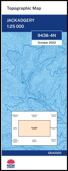 Jackadgery 1-25,000 NSW Topographic Map 9438-4-N