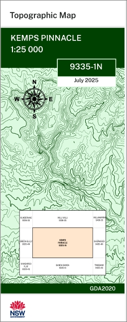 Kemps Pinnacle 1-25,000 NSW Topo Map 9335-1-N