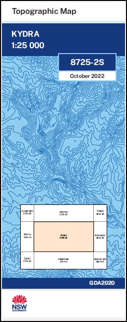 Kydra 1-25,000 NSW Topographic Map