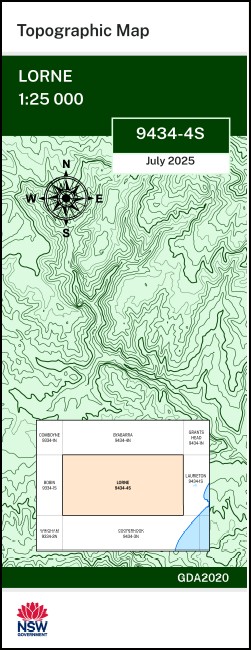 Lorne 1-25,000 NSW Topographic Map 9434-4-S