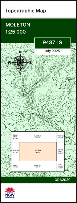 Moleton 1-25,000 NSW Topographic Map 9437-1-S