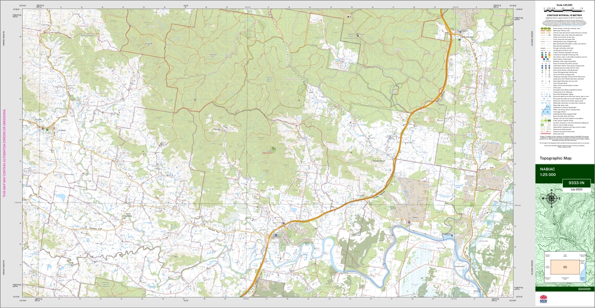 Nabiac 1-25,000 NSW Topographic Map 9333-1-N - Image 3