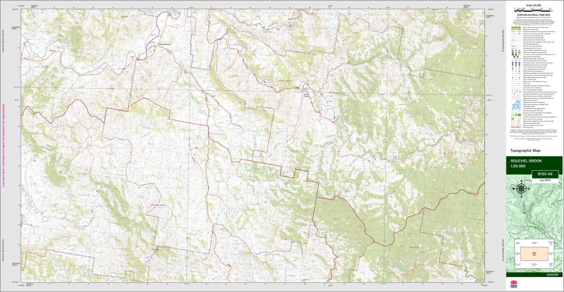 Rouchel Brook 1-25,000 NSW Topo Map 9133-4-S - Image 3