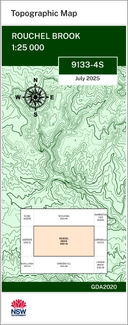 Rouchel Brook 1-25,000 NSW Topo Map 9133-4-S