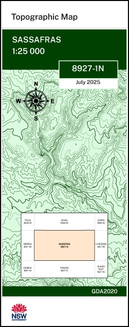Sassafras 1-25,000 NSW Topographic Map 8927-1-N
