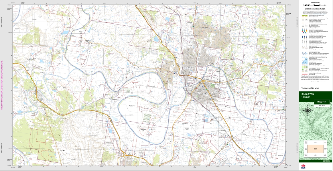 Singleton 1-25,000 NSW Topographic Map 9132-4-N - Image 3