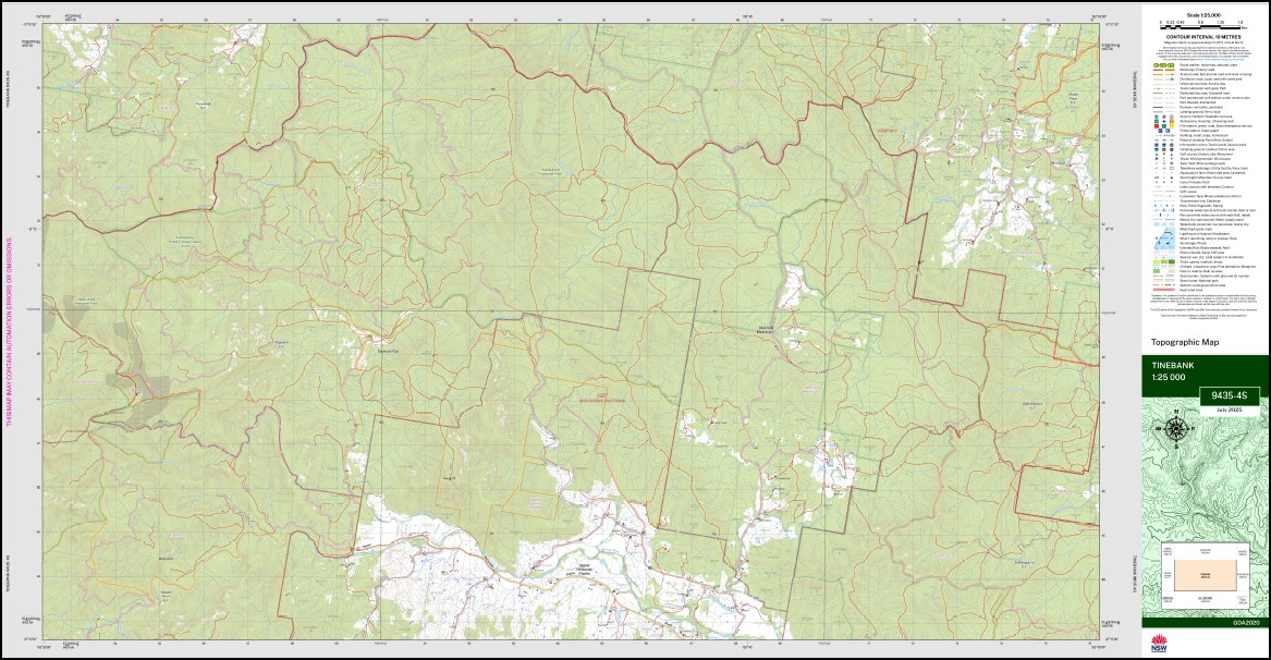 Tinebank 1-25,000 NSW Topographic Map 9435-4-S - Image 3