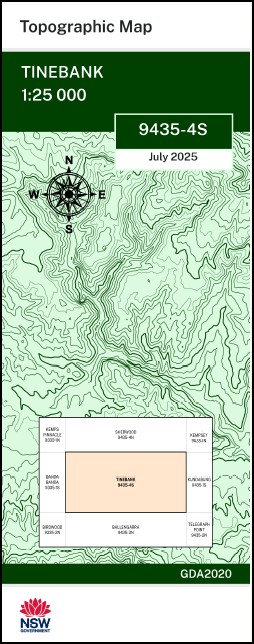 Tinebank 1-25,000 NSW Topographic Map 9435-4-S