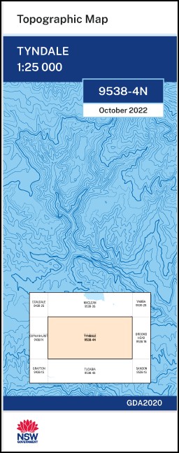 Tyndale 1-25,000 NSW Topographic Map 9538-4-N