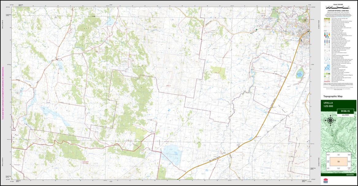 Uralla 1-25,000 NSW Topographic Map 9136-1-S - Image 3