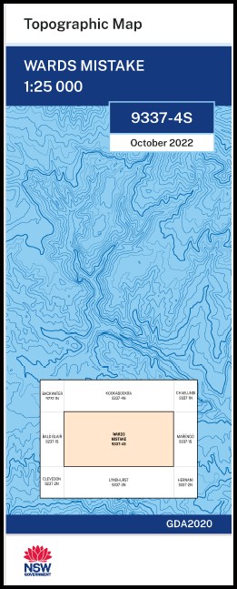 Wards Mistake 1-25,000 NSW Topo Map 9337-4-S
