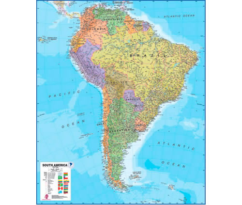 South America Poster Maps International Laminated