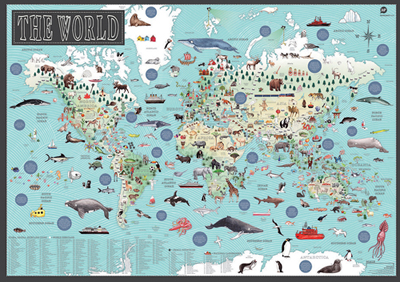 World Illustrated Map Flat Paper