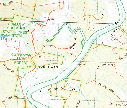 Currowan 1-25,000 NSW Topographic Map