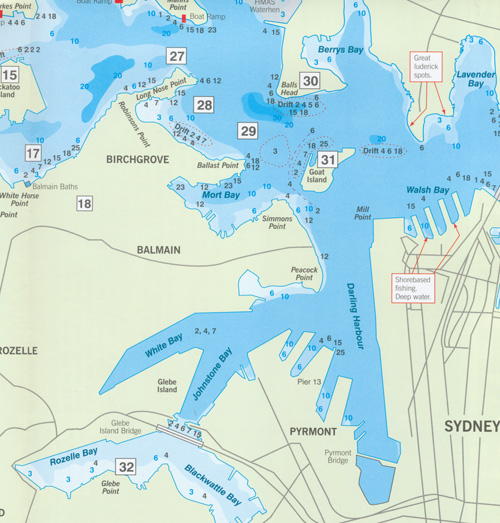 Sydney Harbour Fishing Map 22 AFN