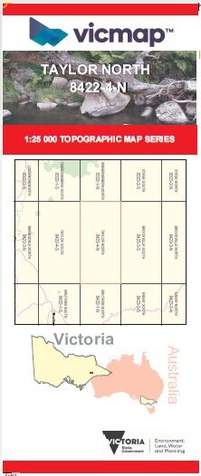 TAYLOR NORTH 1-25,000 Vicmap Topographic Map 8422-4-N