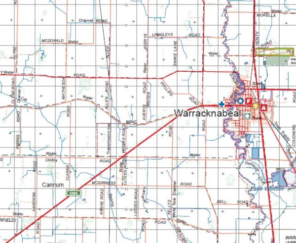WARRACKNABEAL DONALD 1-100,000 Vicmap Topographic Map 7325-7425 - Image 2