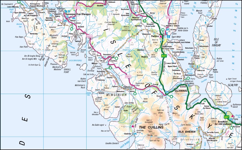 Isle of Skye Road Map Flat Maps, Books & Travel Guides