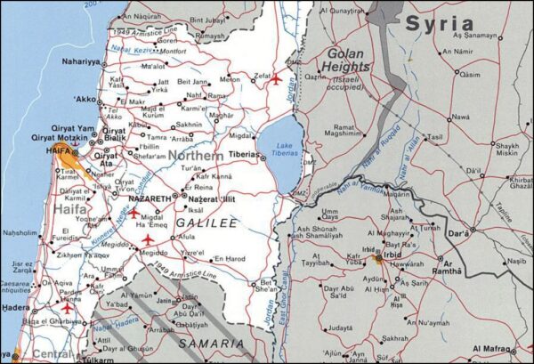 Israel Gaza Political Road Map Flat Map Paper and Laminated - Image 2