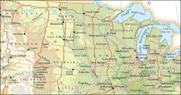 USA Political Relief Map Flat Map Paper and Laminated - Image 2