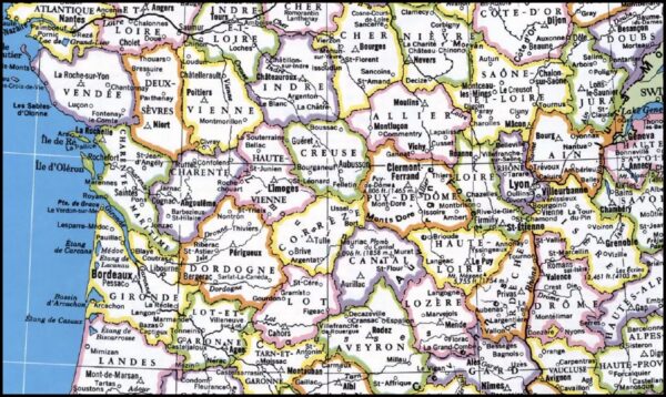 France Regions and Towns Map Flat Poster - Image 2