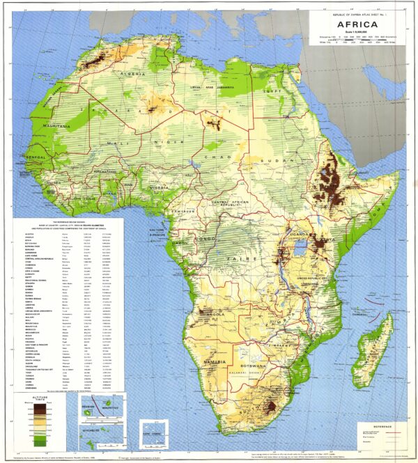 Africa Physical with Countries Poster