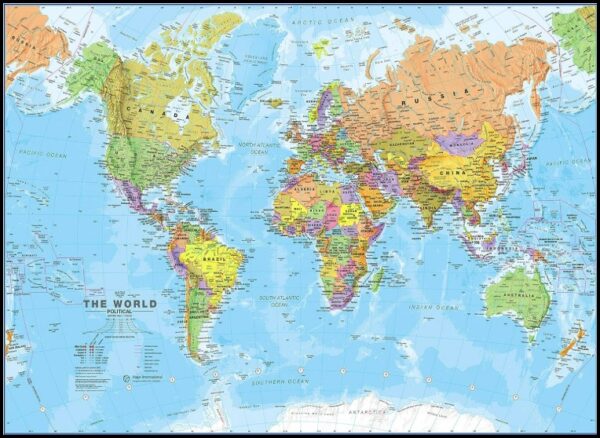 World Small Maps International Laminated