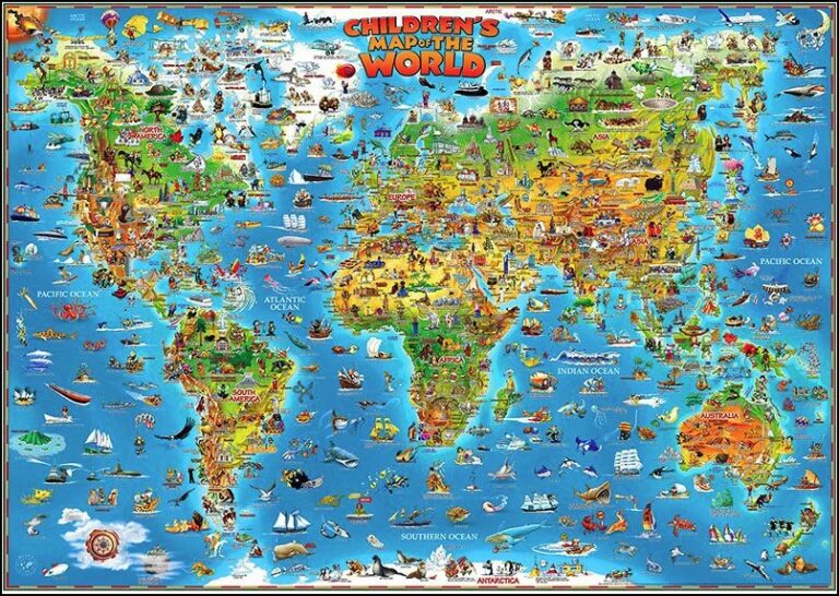Children's Map of the World Paper Flat Illustrated - Maps, Books ...