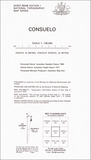 Consuelo 1-100,000 Topo Map 8548 QLD GA