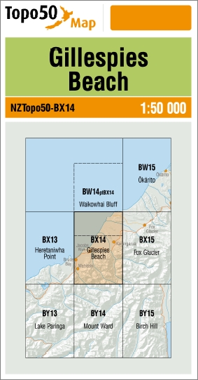 Gillespies Beach 1-50,000 Topo BX14 NZ