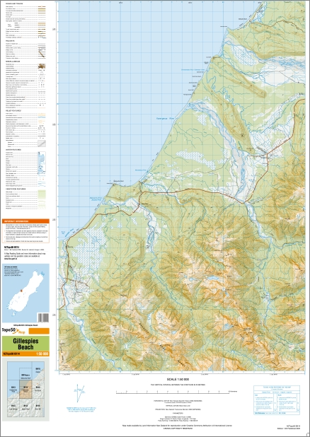 Gillespies Beach 1-50,000 Topo BX14 NZ - Image 3