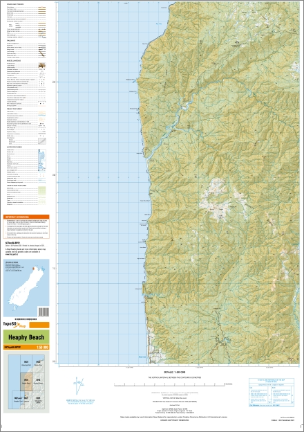 Heaphy Beach 1-50,000 Topo Map BP22 NZ - Image 3