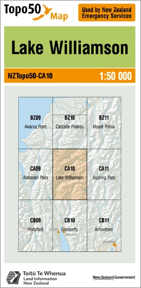 Lake Williamson 1-50,000 Topo Map CA10 NZ