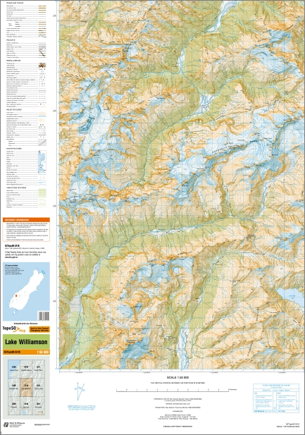 Lake Williamson 1-50,000 Topo Map CA10 NZ - Image 3