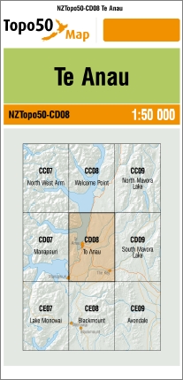 Te Anau 1-50,000 Topo Map CD08 NZ