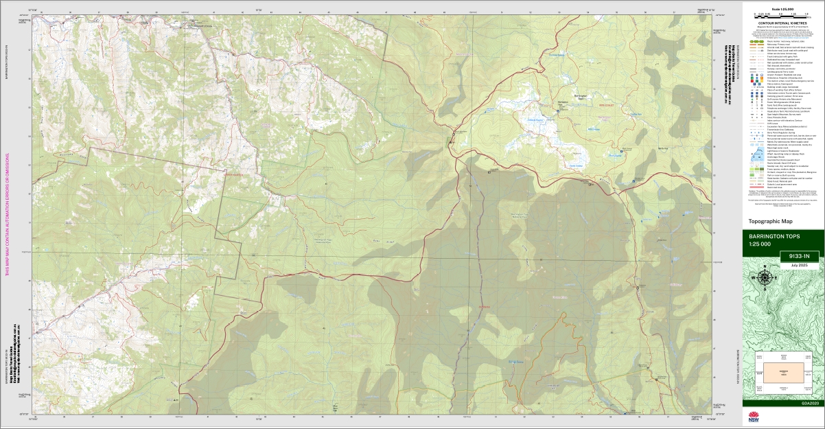 Barrington Tops 1-25,000 NSW Topo Map 9133-1-N - Image 3